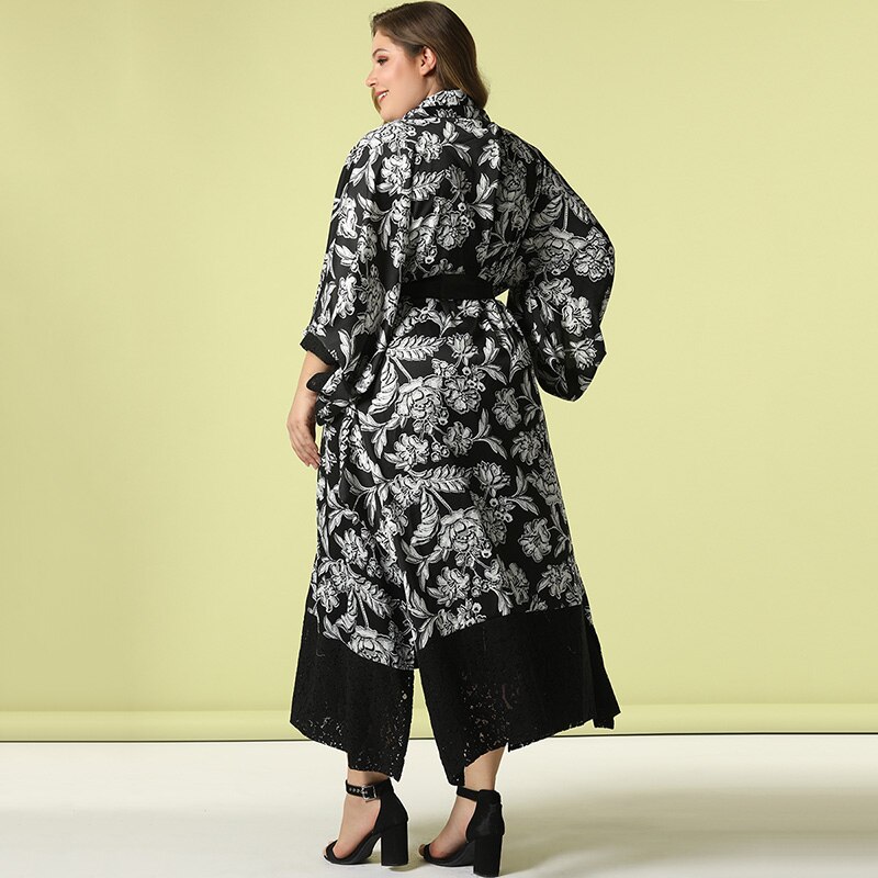 Herfst Winter Wollen Populaire Jas Vrouwelijke Plus Size Vrouwen Jas Kant EEN Lijn Jurk Bloemenprint Kimono Pak Kleding Chaqueta