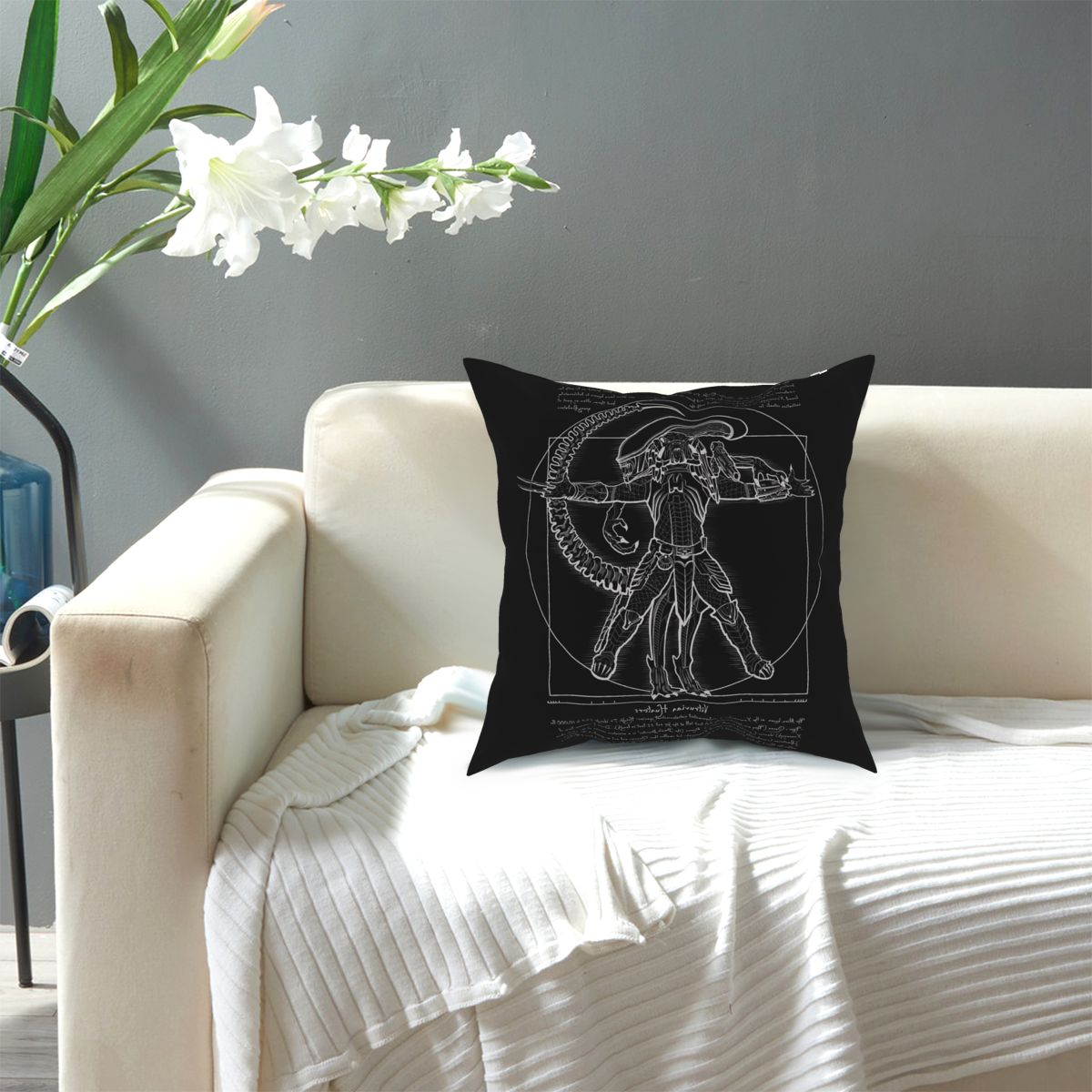 Vitruvian Hunters Negative Alien Covenant Alien Vs Predator Pillowcover Decoration Cushion Cover Throw Pillow for Living Room