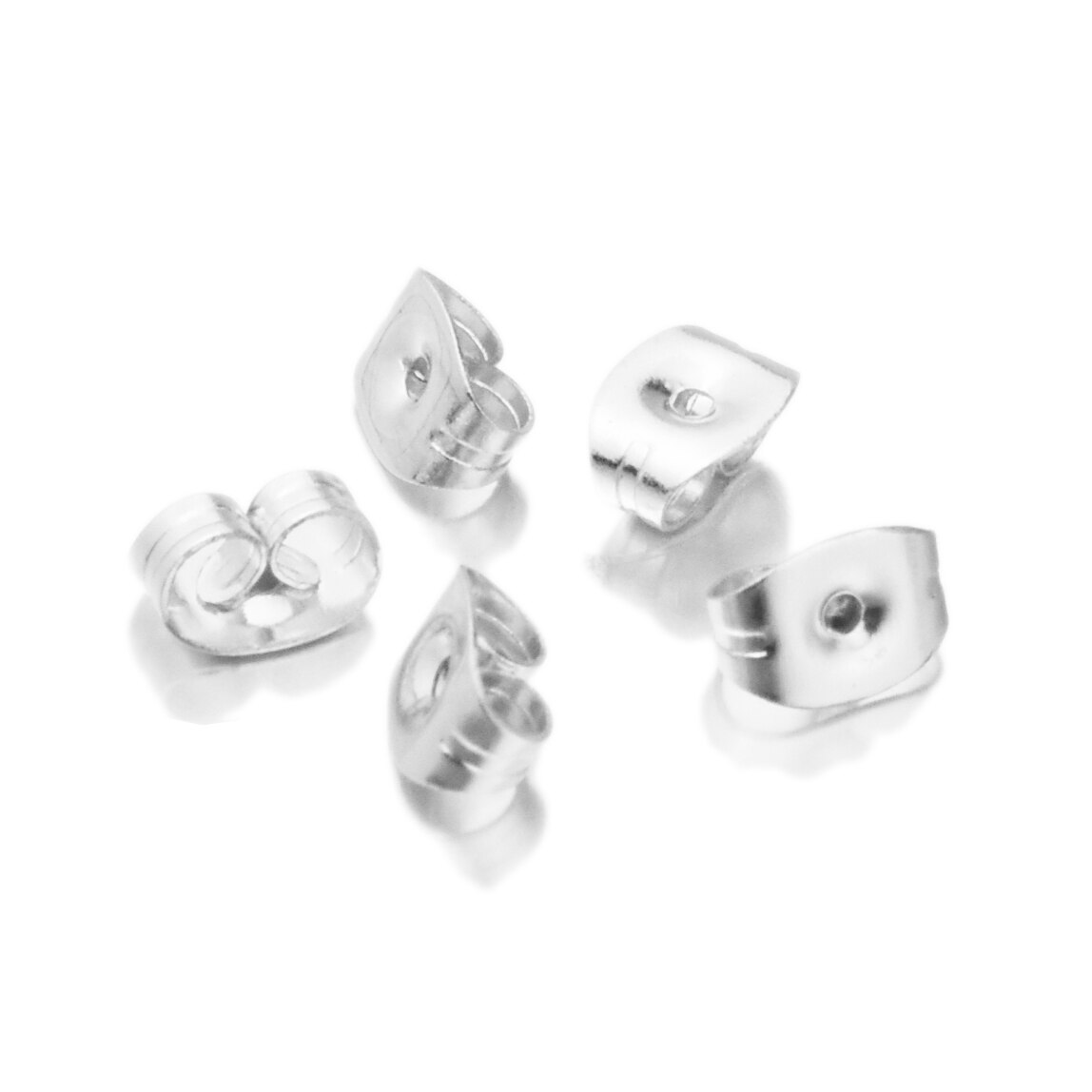 100pcs/lot stainless steel Hard Earring Backs Butterfly Ear Back Stud Earrings Care Cap Women's Earring DIY Jewelry Ear Pin Back: Silver