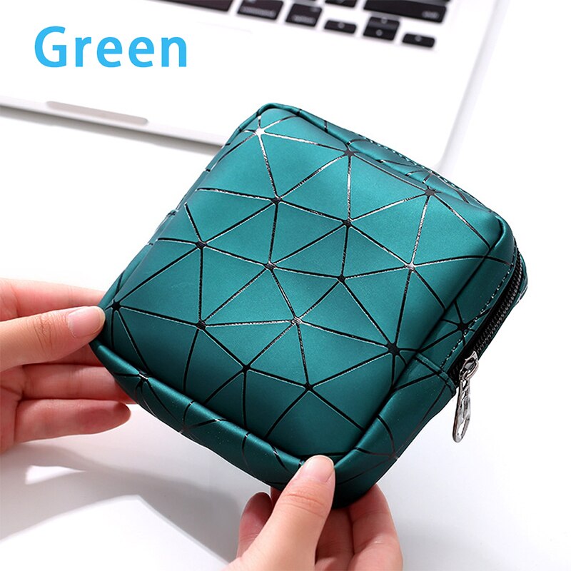 Draagbare Multifunctionele Pu Lederen Pad Opbergtas Vrouwen Menstruatie Ruit Maandverband Organizer Pouch Credit Card Case: B