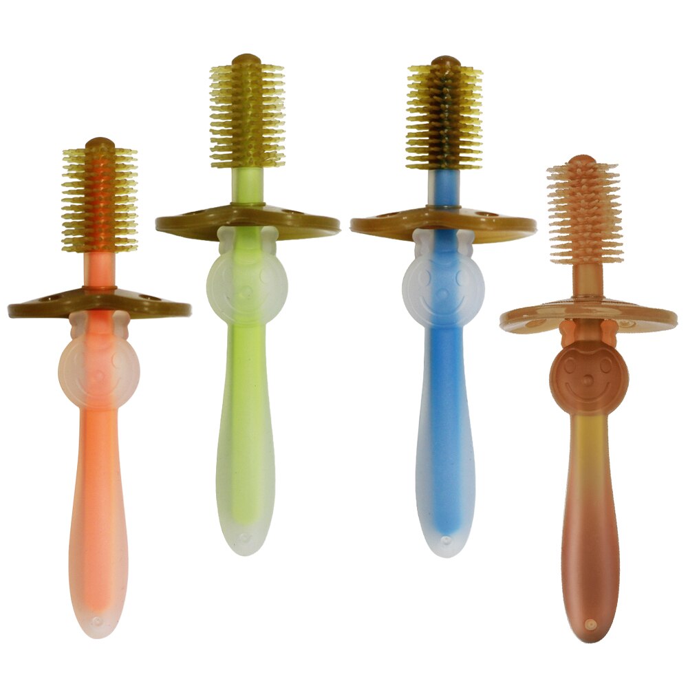 Chico divertido 1 pieza chico s cepillos dentales de entrenamiento de silicona suave bebé niños cuidado Dental cepillo de dientes herramienta bebé cepillo de dientes infantil bebé artículo