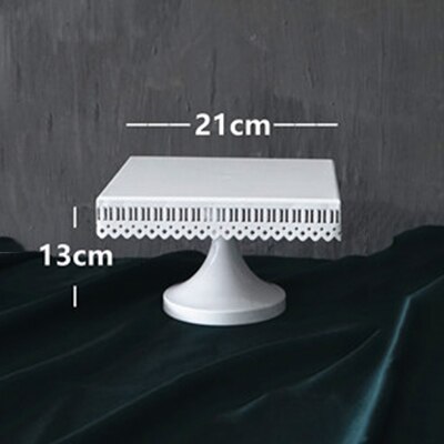 SWEETGO Square cake stand white iron metal cake tools wedding table decoator home decoration bakeware candy bar: medium