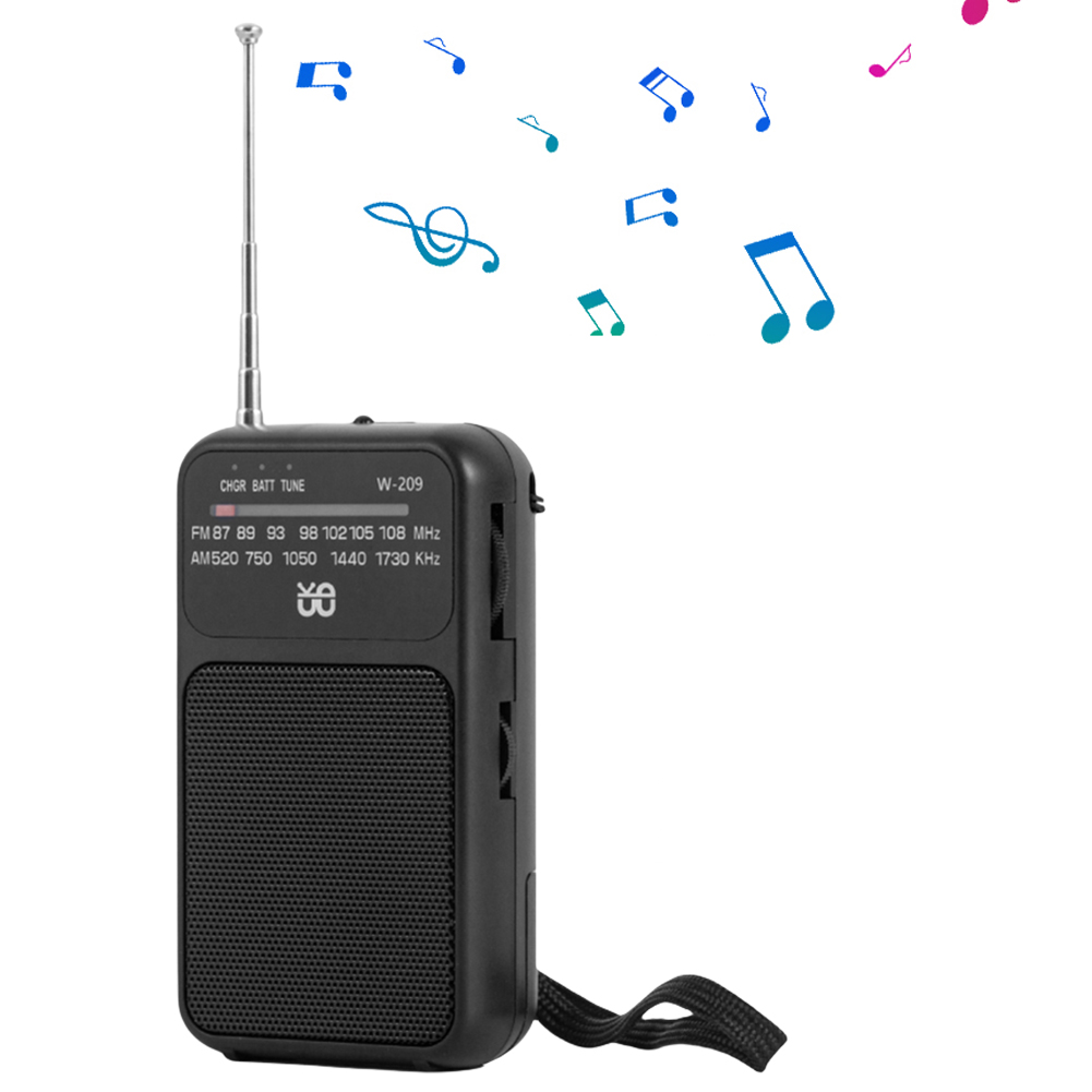Puntatore portatile Radio Ricevitore radio AM FM portatile Altoparlante incorporato Radio stereo a 2 bande Antenna telescopica a batteria