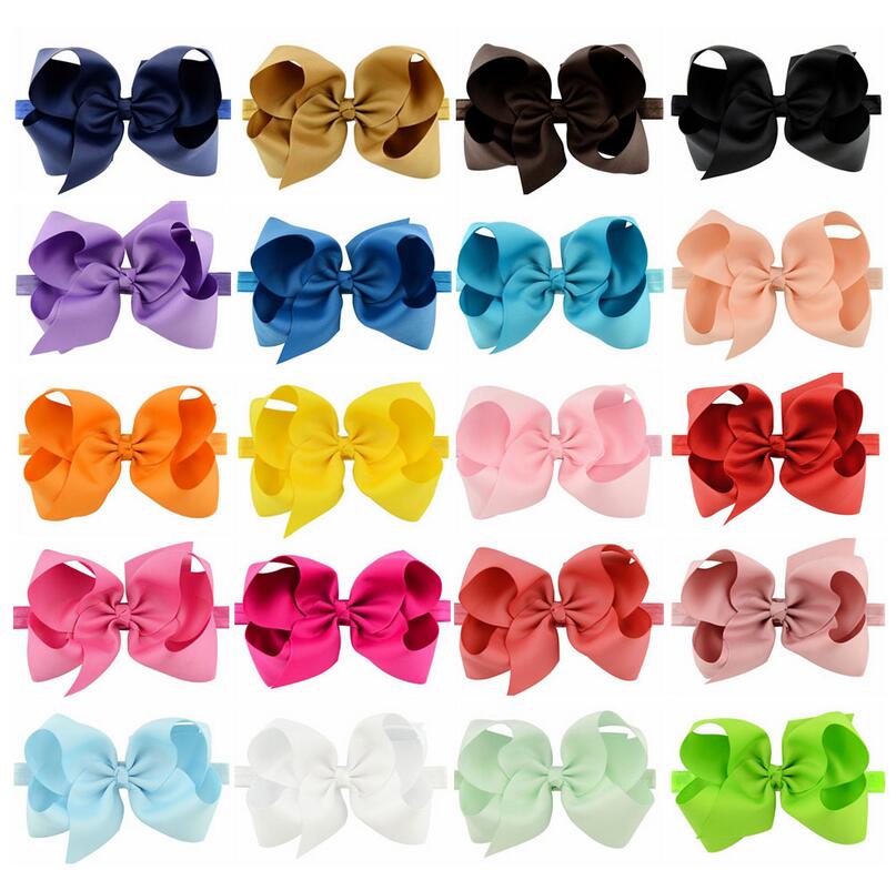 20Pcs 20Colors 6 Inches Grosgrain Ribbon Baby Girls Big Hair Bows Headbands for Infants Newborn and Toddlers