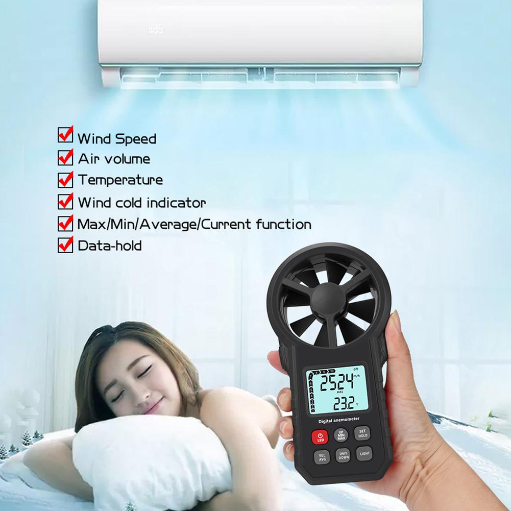 Handheld Digit Alanemometer Achtergrondverlichting Thermometer Wind Gauge Meter Speed Meetinstrumenten