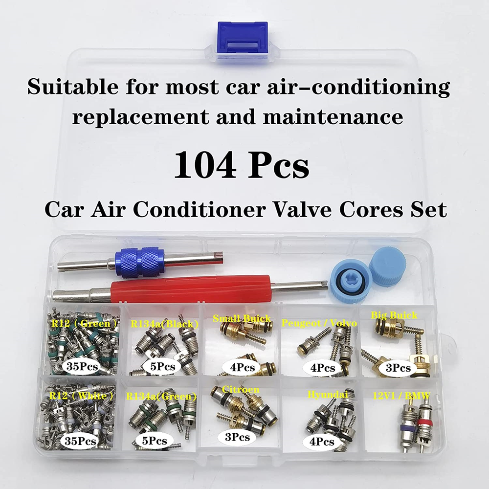 102Pcs Auto Klimaanlage Ventilkerne Sortiment A/C AC Shrader Ventil Core & Werkzeug R134 R12 HVAC ventil Kit Auto Zubehör: Rot