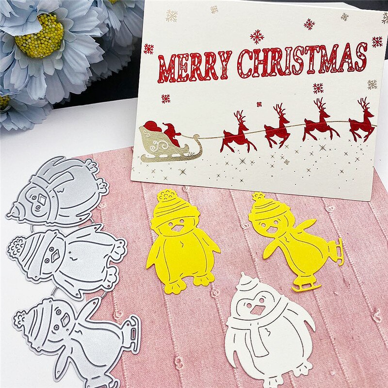 Drie Leuke Sneeuwpoppen Metalen Stansmessen Papier Cut Card Maken Template Voor Diy Scrapbooking Decoratieve Craft Mold Diecuts
