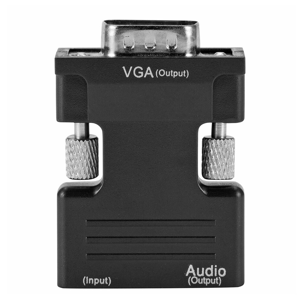 HDMI-compatible Female to VGA Male Converter Adapter With Audio Cable Support 1080P Signal Output for Computer Set-top Box: Black