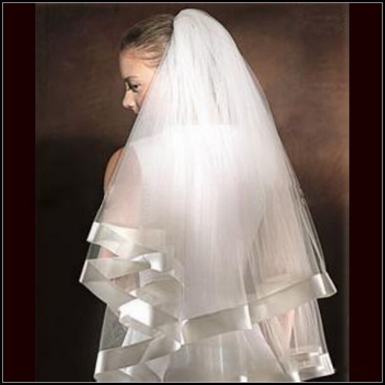 Super blanco beige champagne dos capas vestido de novia velo accesorios velo de novia Catedral