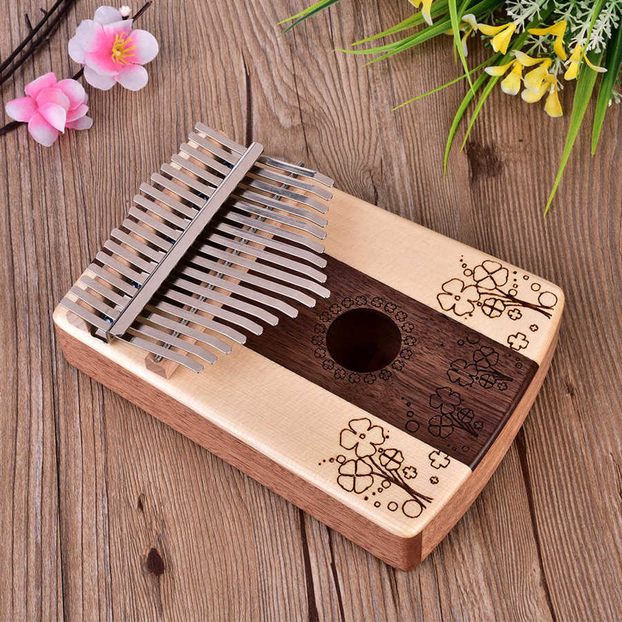 Teclado de palisandro de abeto de 17 teclas, Kalimba Mbira africana, juego de bolsillo de Piano de pulgar