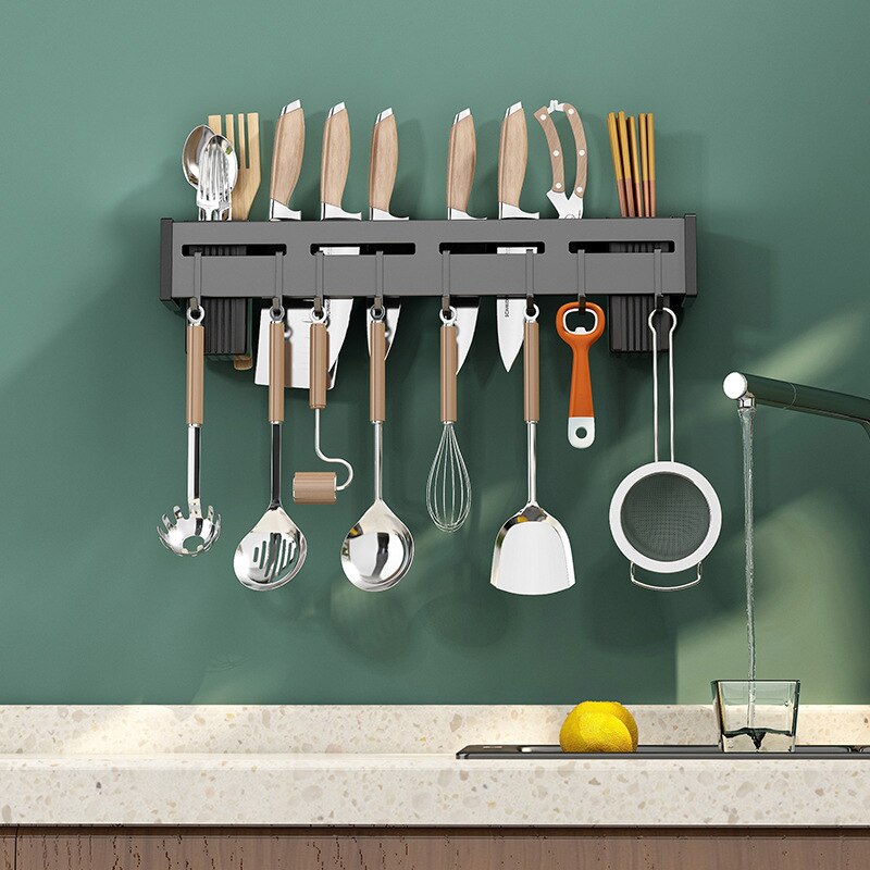 Rack Free Punching Rack Knife Holder Chopstick Holder Household Multi Functional Wall-Mounted Knife Holder Storage Rack Assembly