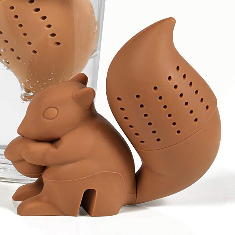 Tea Infuser Silicone Cute Squirrel Shape Tea Coffee Loose Leaf Strainer Bag Filter Teapot Accessories Tea Bags Drinkware: Coffee