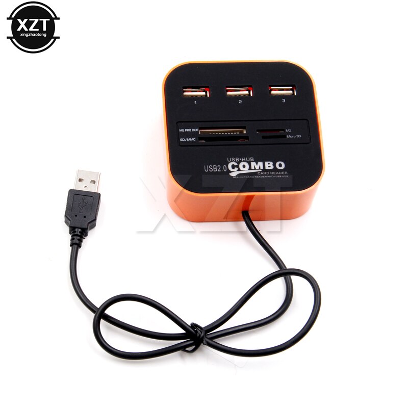 Leitor de cartão multiuso, tudo em um, com 3 portas usb 2.0, combo de hub para m2 mmc ms sd de baixa potência, alta qualidade, 1 peça