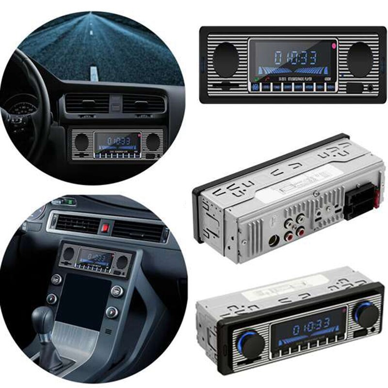 Bluetooth vintage bilradio  mp3 afspiller stereo usb aux klassisk bil stereo  o 12v