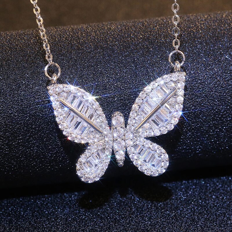 Ins luksus sommerfugl halskæde til kvinder romantisk bling cubic zircon krave delikat kolye smykker vedhæng: Stil c