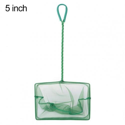 Filet à crevettes de pêche vert poisson à longue poignée, support solide, accessoire d&#39;aquarium à mailles fines, grande capacité pour le transfert: 5inch