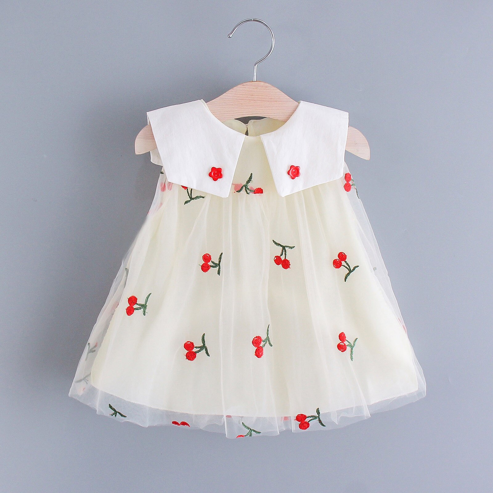 Pasgeboren Meisje Prinses Jurk Zomer Baby Mouwloze Fruit Borduren Tulle Bloemen Jurk Kleding 6M-3T Baby Kawaii party Dress