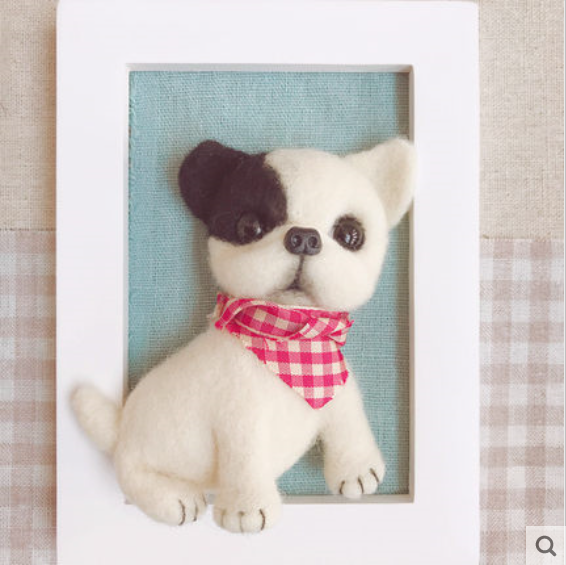 Hund valp bamse til kazakhstan bilde dekor ull nålpunkts kitull ullfilt nålfilt dekorasjon håndverk håndverk d: D