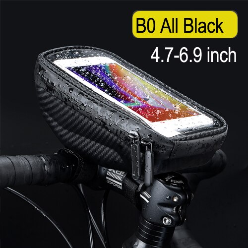 Funda impermeable para teléfono móvil, bolsa para manillar de bicicleta de montaña, accesorios para ciclismo, 6,9 pulgadas, novedad: B0 All Black