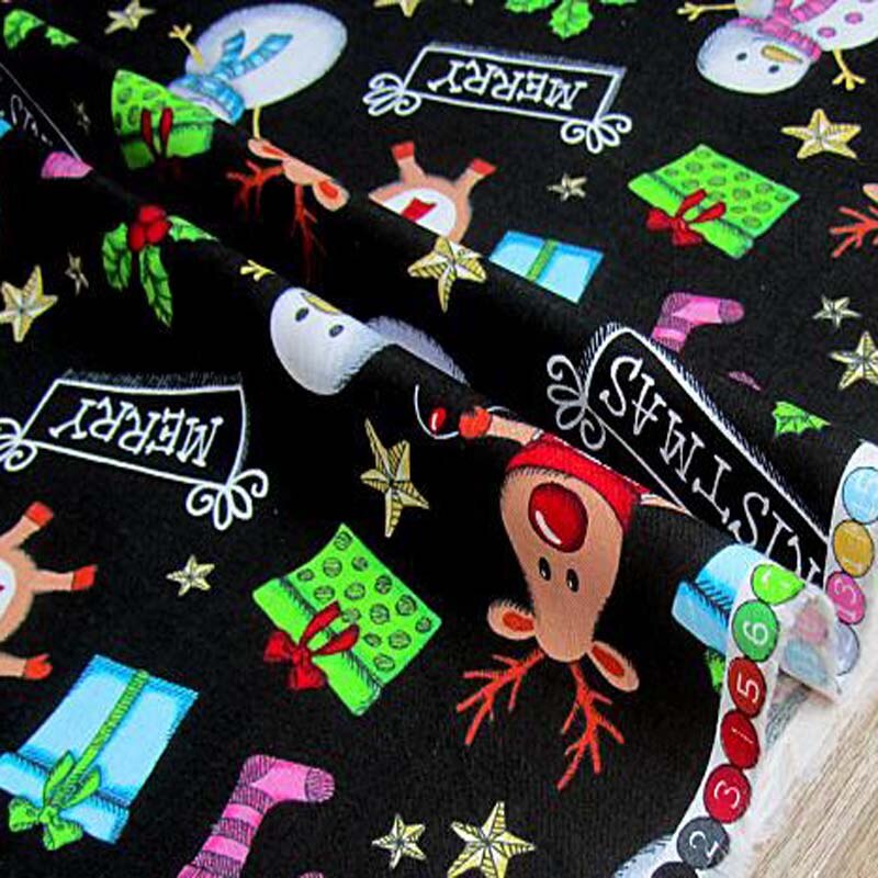 100% Plain Cotton 50x70cm Christmas Snowman Environmental Printing and Dyeing Cotton Fabric Cloth Dress Home Decor