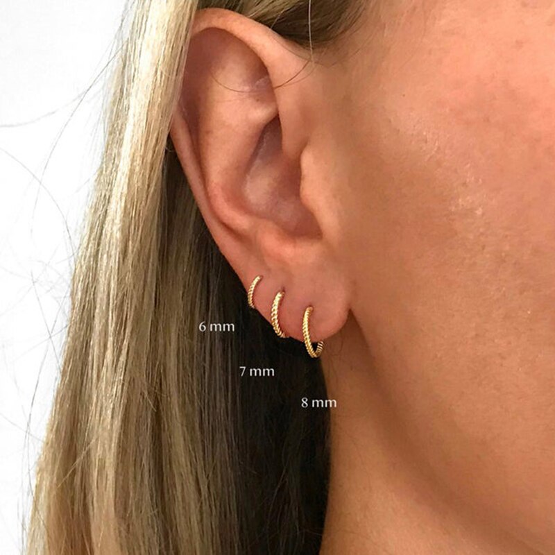 ROXI Career 6/7/8/13mm Round Twist Hoop Earrings for Women Men 925 Sterling Silver Earrings Wedding Jewelry Pendientes Mujer