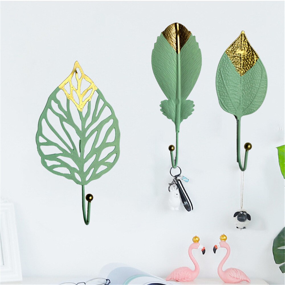 Leaf Shaped Adhesive Towel Hooks Mini Single Clothes Bag Hanger Hats Bag Key Hanging Hooks Wall Hanger Household Gadgets