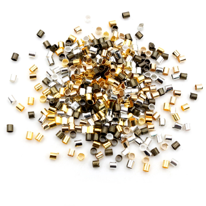 500pcs 1.5 2.0mm Or Argent Couleur Tube Crimp End Perles Bouchon Spacer Perles Pour Collier Fabrication de Bijoux DIY conclusions Fournitures