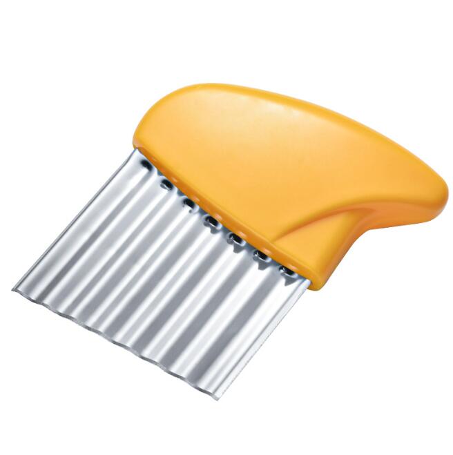 Cortador de patatas fritas de acero inoxidable, pelador de patatas fritas cortadas, accesorios de cocina, cuchillo, cortador ondulado de patatas: Yellow