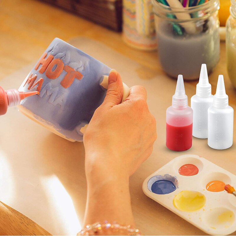 16Pcs Plastic Small Squeeze Bottles Clear Empty Squirt Bottles for Paint Art Crafts, 2 Ounce