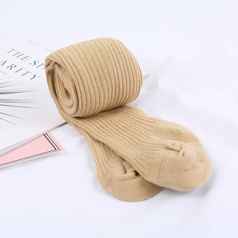0-4Jahre Herbst Baby Strumpfhosen Baby Mädchen Rippen Strümpfe Winter Kind Baumwolle Warme Strumpfhosen Mädchen Solide Süssigkeit Farbe Engen Kleinkind: 3 zu 4T / Beige