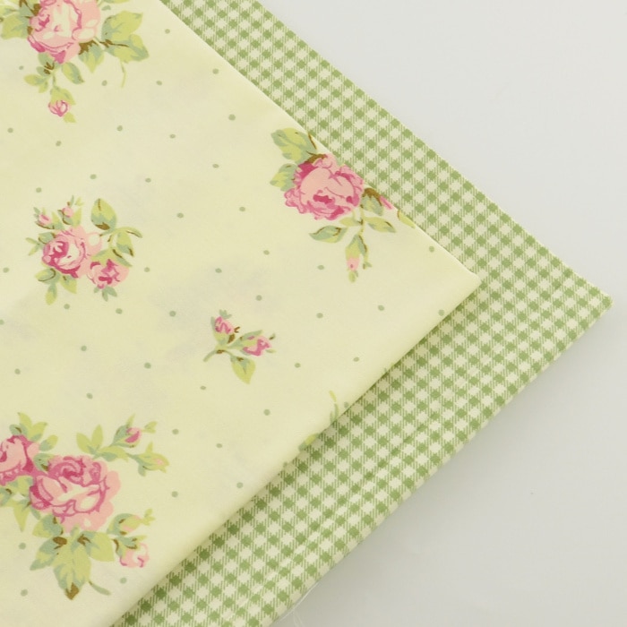 2 pieces rose check 40cmx50cm Cotton Fabric sewing... – Grandado
