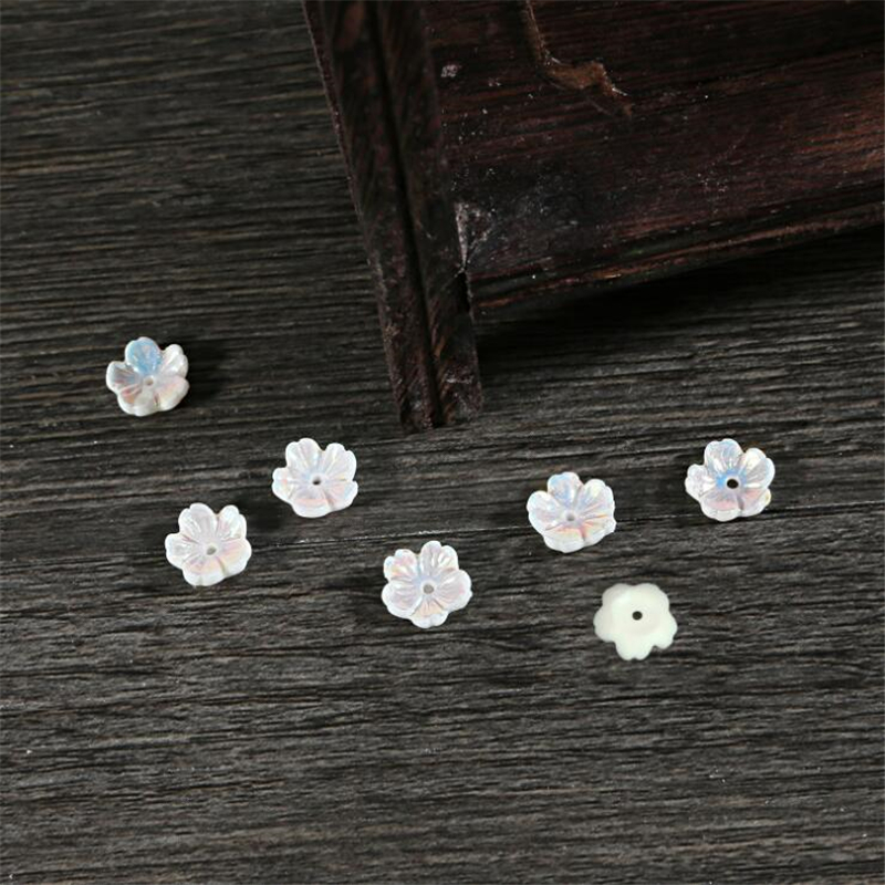 50pcs/lot 8mm imitate shell resin flower beads for diy hair clip Hairpin jewelry making handmade accessories material: WHITE