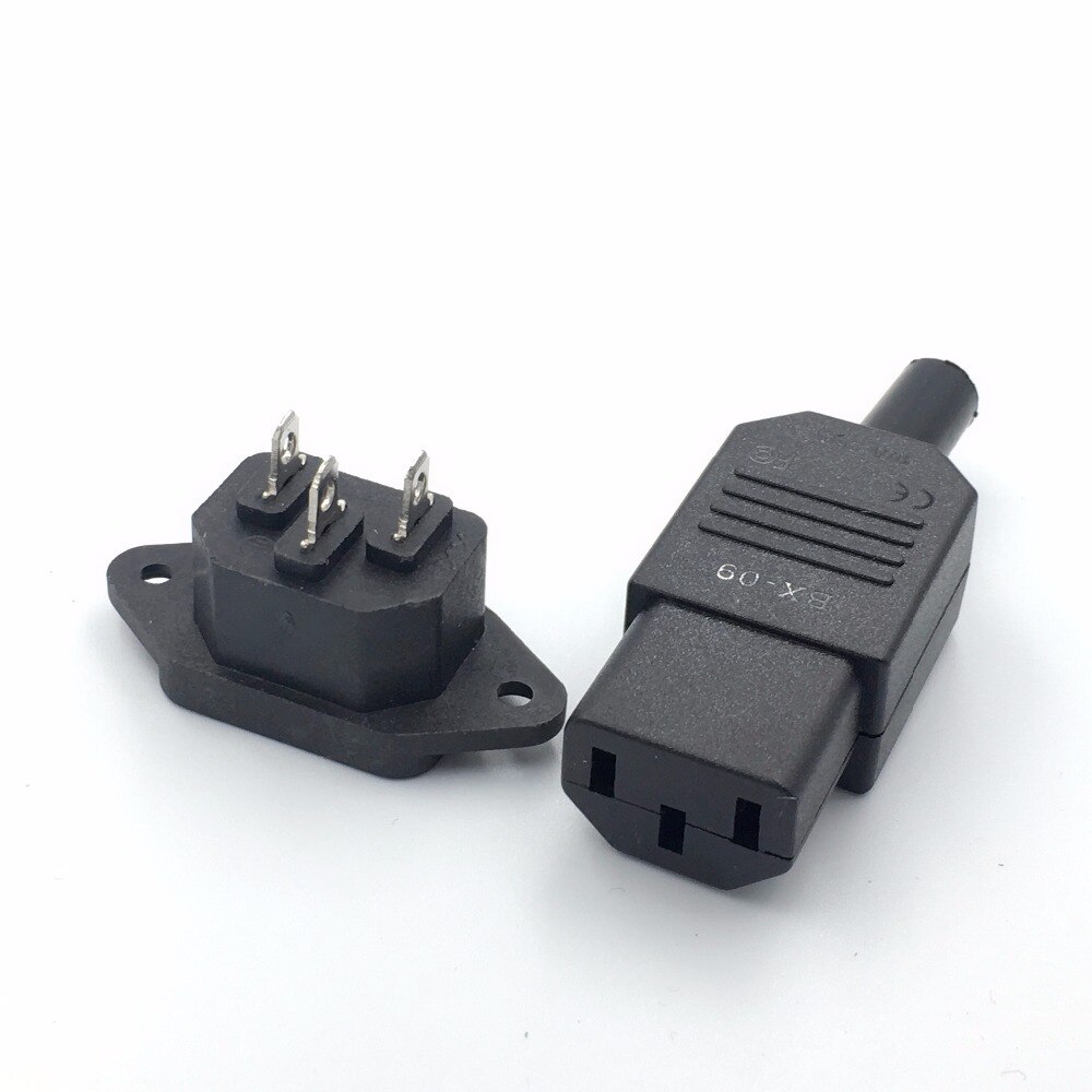 Conjunto completo DC Plug & Jack 220V DC/AC power jack terminal 3pin AC/DC plug power conector do fio conector macho para fêmea