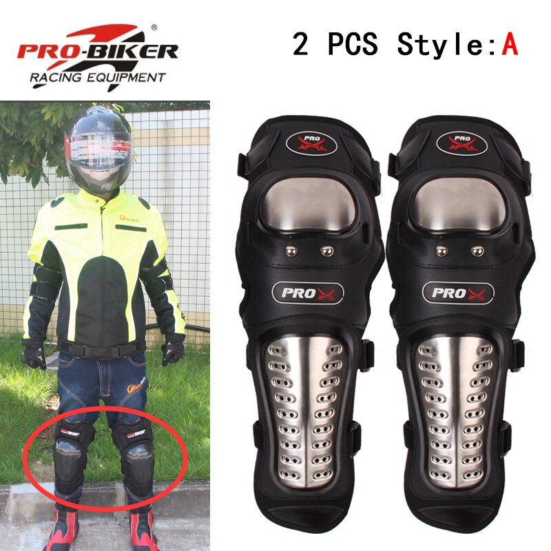 Motorcycle Long Knee Pad Elbow Protector Protective Gear Protection Armor Motorbike Racing Thick Stainless Steel PRO-BIKER P15-3: A