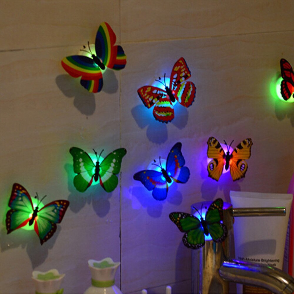 verwijderbare Elegante Verscheidenheid van stijlen 10 Pcs Muurstickers Vlinder LED Verlichting Muurstickers 3D Huis Decoratie