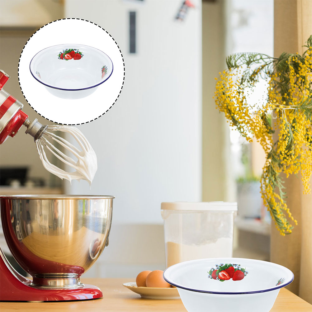 Old-fashioned Enamel Basin Retro Storage Basin Kitchen Supply Noodle Bowl: Assorted Color 1