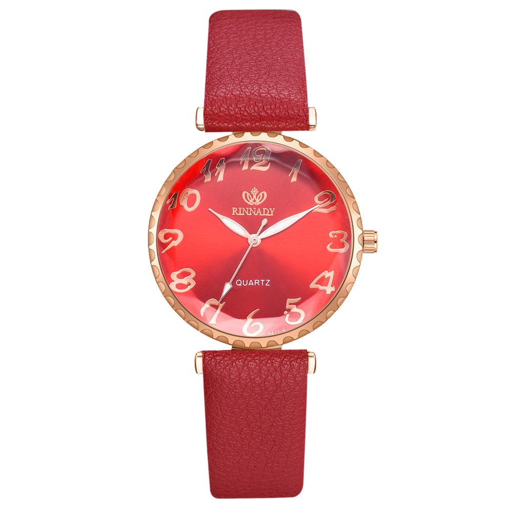 Montre Dame Lederen Band Quartz Horloge Mode Vrouwen Armband Armband Horloge Vijf Delige Set Persoonlijkheid Dameshorloge: Red