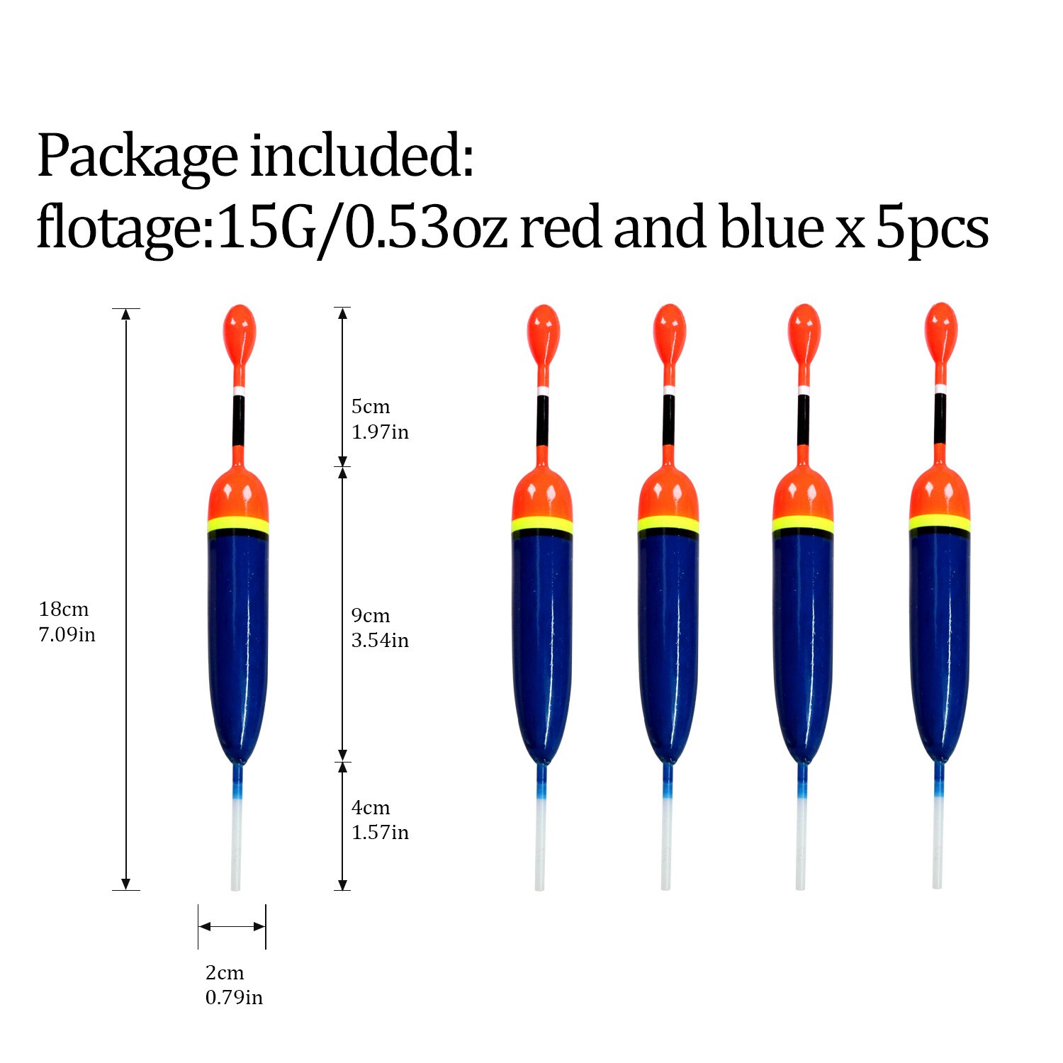 Lot de 5 flotteurs de pêche en bois, 15g, 5g: 5pcs 15g blue
