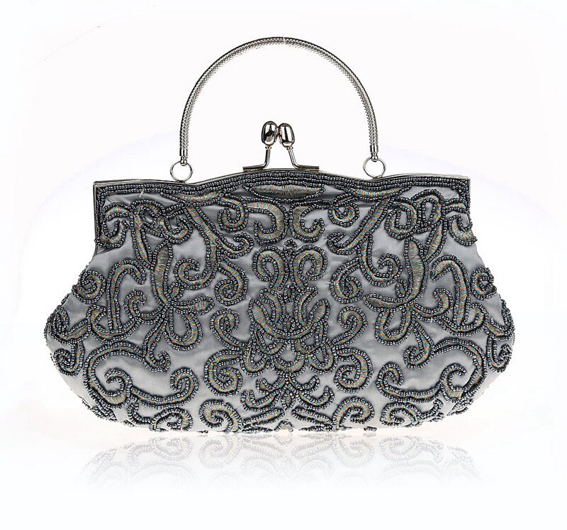 100% Hand made Luxe Dag Clutch Vrouwen Purse Paars keten Dame Avondtasje voor Party Bridal Wedding Zwart Bolsa Feminina: gray