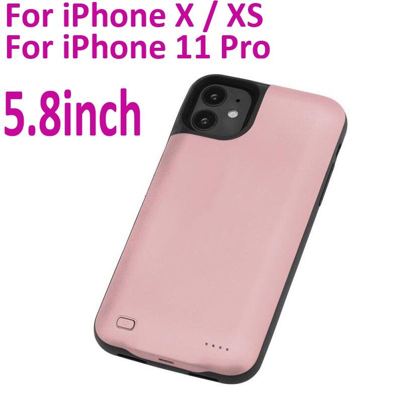 Battery Charger Case For iPhone X XS 11 pro Max Power Case External Battery Pack For iPhone XR XS Max 11 pro Phone charger case: Rosy for X XS 11pro