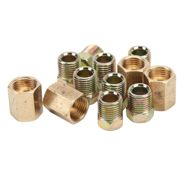 Brake Line Union Brass Universal Sturdy Lightweight Rustproof Brake Line Fittings for 1/4inch Brake Tube