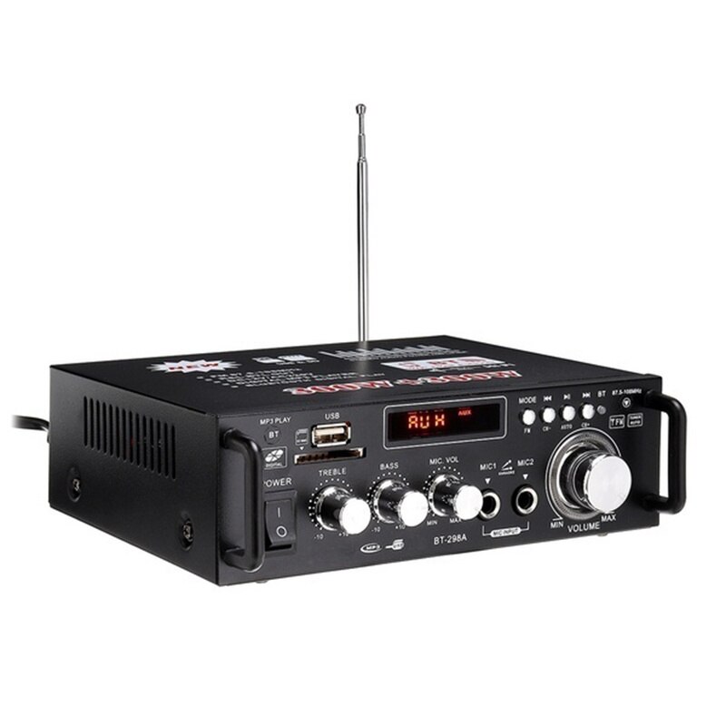 220-240V 600W Wireless Digital Audio Amplifier Bluetooth Stereo Karaoke Amplifier 2 MIC Input FM Home Theater Amplifier