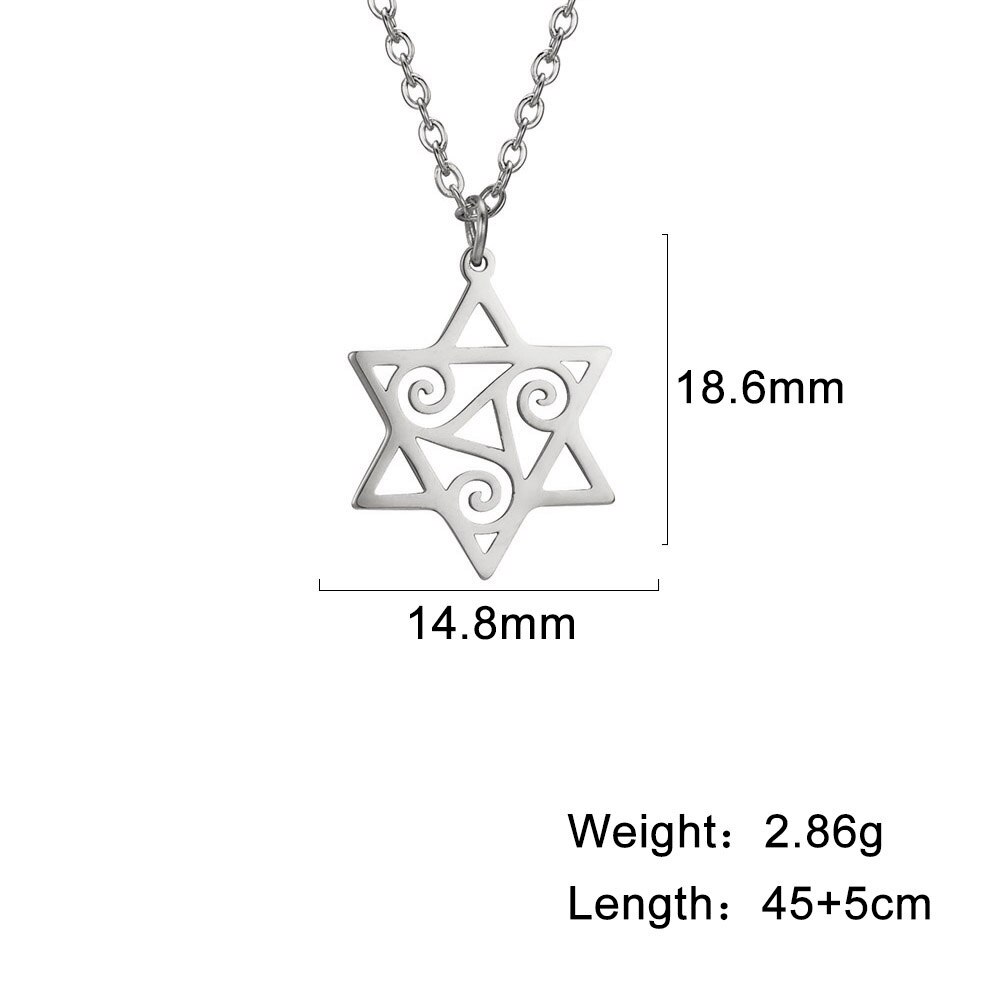 Män kvinnor trendiga magen david star hänge halsband israel judisk rostfritt stål kedja star of david cross charm choker smycken: S-spiral halsband