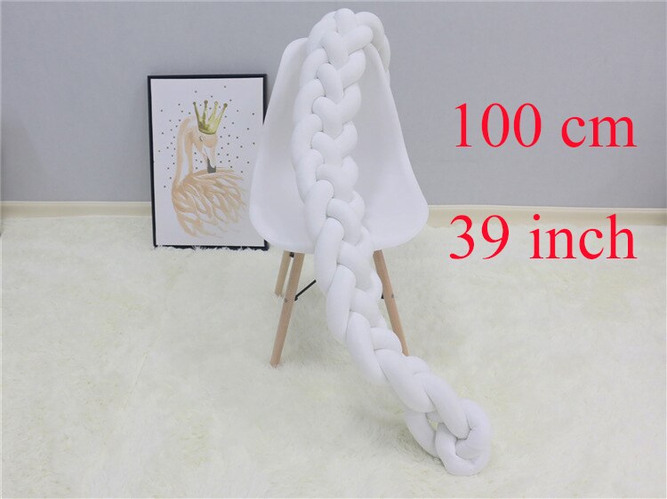 1 M/2 M/3 M hecho a mano nudo cuna lados cojín para bebé recién nacido seguridad 4 hebras cama parachoques cuna Protector habitación Decoración Ropa de cama: 100cm white