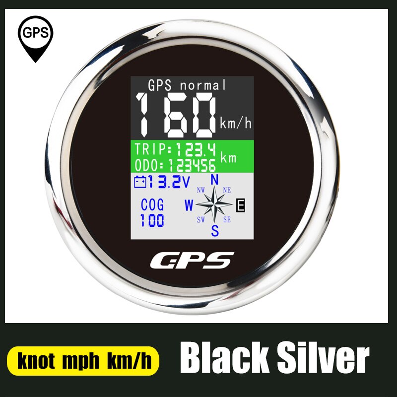 85Mm Gps Snelheidsmeter Voor Boot Auto Motorjacht Met Gps Antenne Tft-scherm Waterdichte Kilometerteller Verstelbare Trip Odo Cog voltmeter: BS