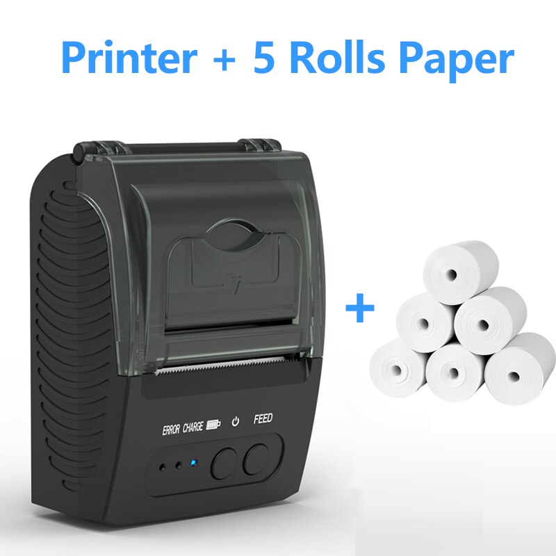 Thermal POS Receipt Printer Portable Mini Mobile Bluetooth Billing Printers for Small Business ESC/POS Support iOS &amp; Android Win: Add 5 Paper / UK plug