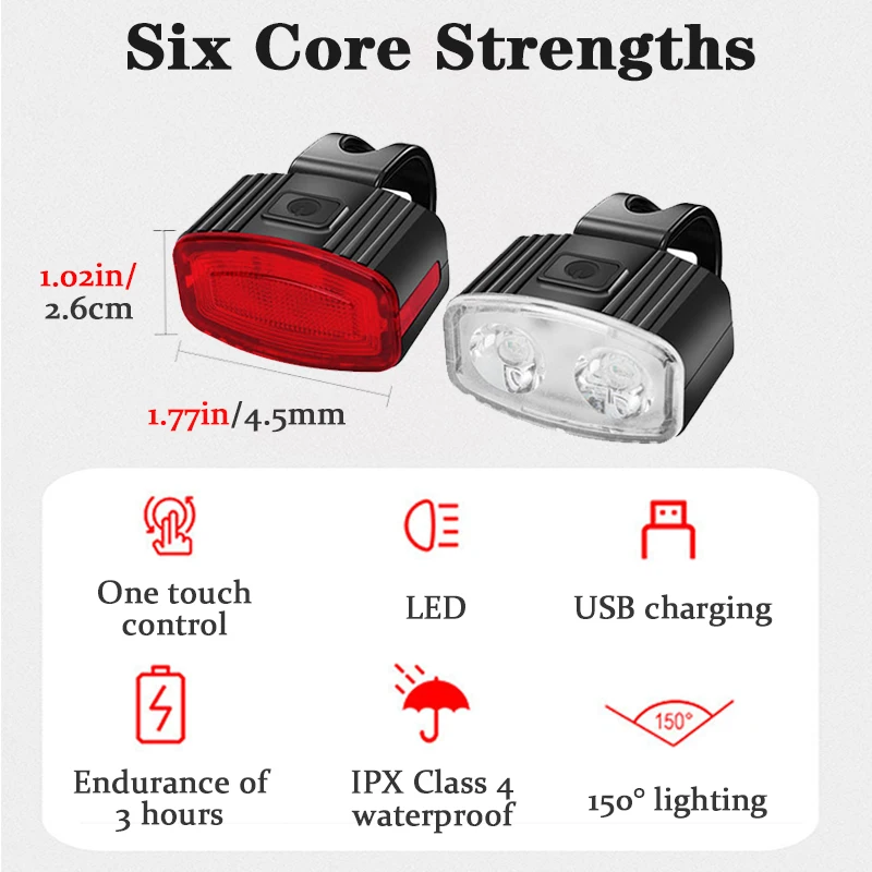 LED Fahrrad Rücklichter USB Aufladbare Fahrrad Rot Licht IPX4 Wasserdicht Straße Mountainbike Vorne Hinten Licht Typ-C MTB Lampe