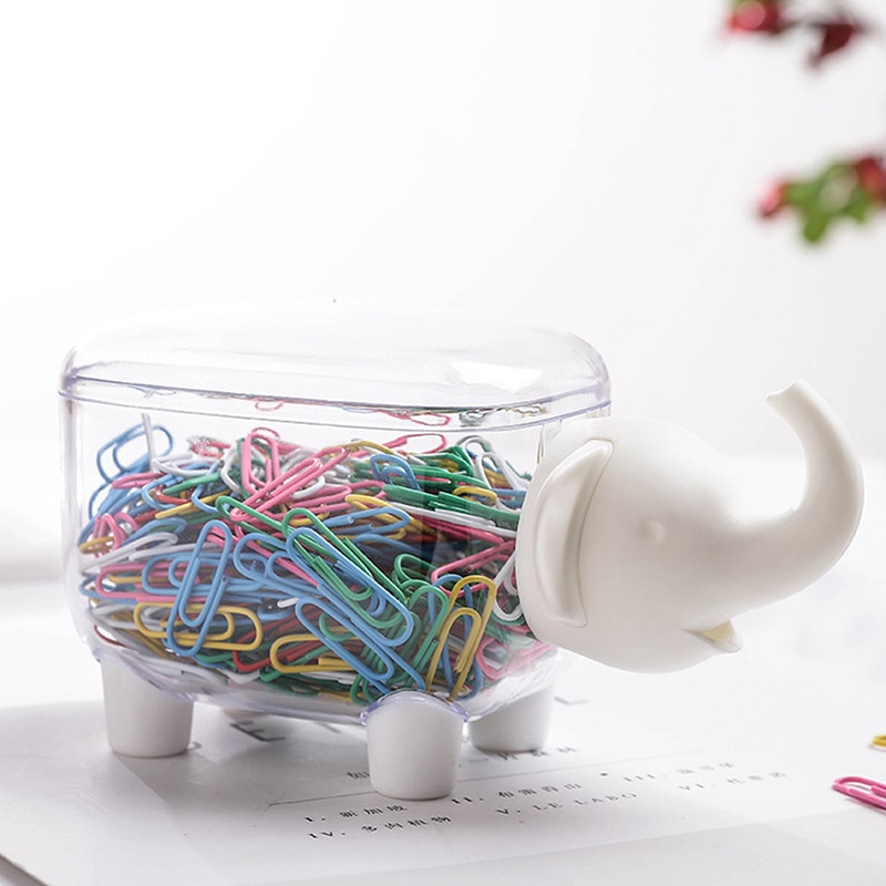 Desktop Decorative Cotton Swab Storage Box Paper Clip Plastic Container Stand Cartoon Elephant Shaped Toothpick Holders Case