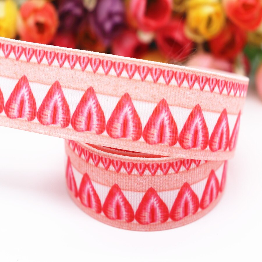 10 Yards Grosgrain Lint Aardbei/Cake Gedrukt Lint 1 "25 MM Voor Hair Bows DIY Ambachten Handgemaakte Accessoires m19041001