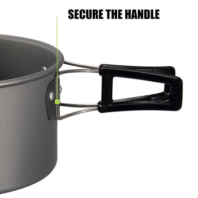 Cozinhar kit de tamanho grande, chaleira, conjunto com acessórios para o ar livre, acampamento, caminhadas e piquenique